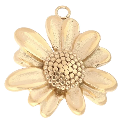 Pendente a forma di fiore di margherita da 21 mm - Acciaio inossidabile 304 Dorato x1