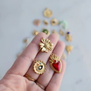 Pendente a forma di fiore di margherita da 21 mm - Acciaio inossidabile 304 Dorato x1