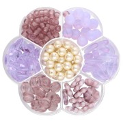 Set di perle Preciosa con scatola di fiori - Lilla - Crema x1|raw }}
