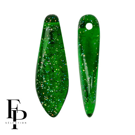 Perle di vetro Perla 5x16 mm - Trasparente Verde Costellazione x25