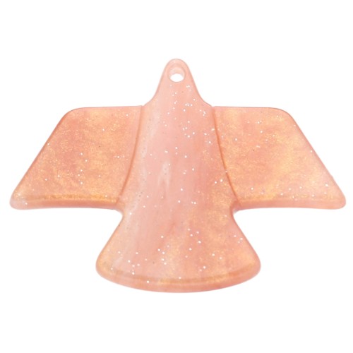 Ciondolo a forma di aquila in acetato 25x35,5 mm - Brillantini color pesca x1