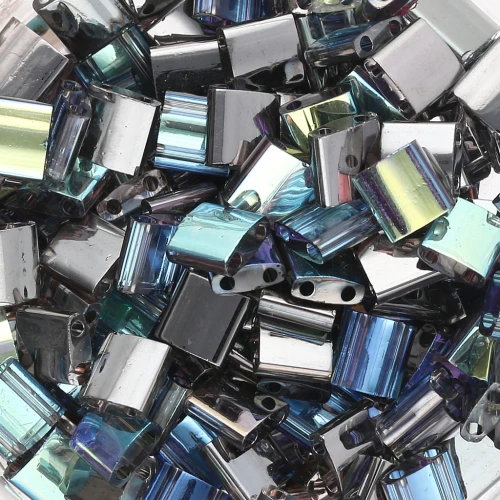 Perline Miyuki Tila 5x5x1,9 mm TL-55024 - Cristallo grafite arcobaleno x10g