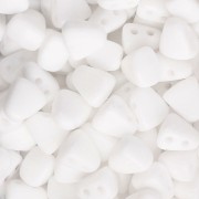 Perline di vetro ceco a due fori Nib-Bit 6x5 mm - Bianco opaco x10g