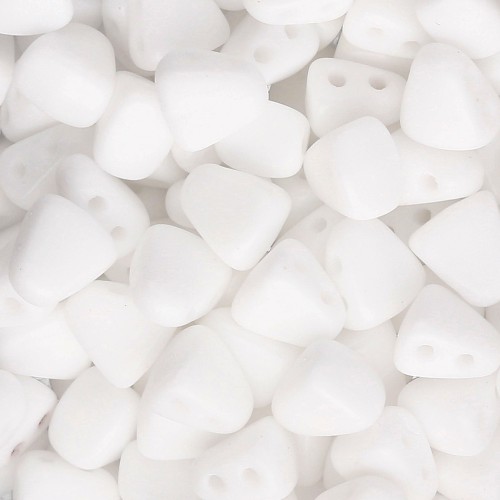 Perline di vetro ceco a due fori Nib-Bit 6x5 mm - Bianco opaco x10g