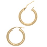Orecchini a cerchio tondo liscio 21 mm - Filo 3 mm - Argento 925 Dorato con oro fino x2|raw }}