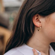 Orecchini a cerchio tondo liscio 21 mm - Filo 3 mm - Argento 925 Dorato con oro fino x2