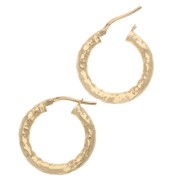 Orecchini a cerchio tondo martellato 21 mm - Filo 3 mm - Argento 925 Dorato con oro fino x2