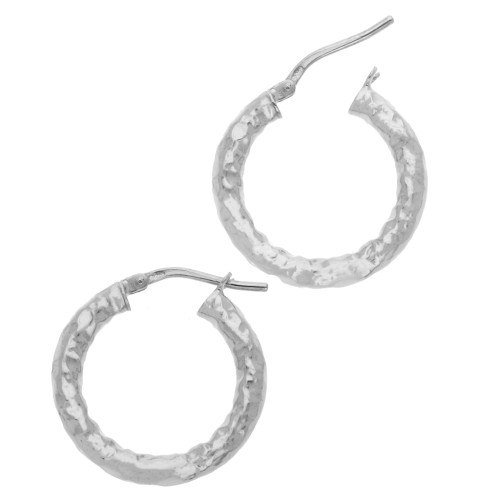 Orecchini a cerchio martellato 21 mm - Filo 3 mm - Argento 925 x2