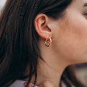 Orecchini a cerchio martellato 21 mm - Filo 3 mm - Argento 925 x2