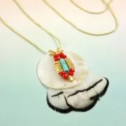 Piuma di faggiano con striscia 6-11 cm Bianco x1