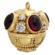 Pendente in pietra semipreziosa e CZ 17x16 mm - Dorato con oro fino - Granato x1|raw }}