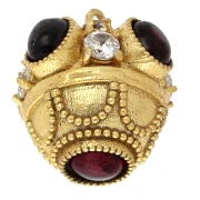 Pendente in pietra semipreziosa e CZ 17x16 mm - Dorato con oro fino - Granato x1