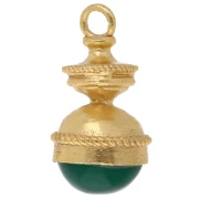 Pendente a forma di lanterna 27x14 mm in pietra semipreziosa colorata - Onice verde - Dorato con oro fino
