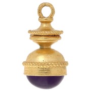 Pendente a forma di lanterna 27x14 mm in pietra semipreziosa - Ametista - Dorato con oro fino x1
