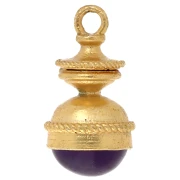 Pendente a forma di lanterna 27x14 mm in pietra semipreziosa - Ametista - Dorato con oro fino x1