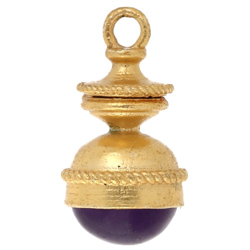 Pendente a forma di lanterna 27x14 mm in pietra semipreziosa - Ametista - Dorato con oro fino x1