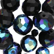 Assortimento di perle di Boemia - Perle sfaccettate miste - Nero metallizzato n°2 x50g