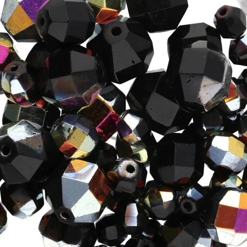 Assortimento di perle di Boemia - Perle sfaccettate miste - Nero metallizzato n°1 x50g
