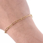 catena a maglie rettangolari alternate da 4 mm in acciaio inossidabile 304 Dorato x50cm