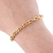 Catena Forzatina a maglia strutturata 6 mm - Acciaio inox 304 Dorato x50cm