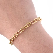 Catena alternata di fantasia da 6 mm in acciaio inossidabile 304 Dorato x50 cm, spazzolata e ritorta