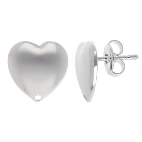 Orecchini a cuore 12 mm - Placcatura argento fine x2