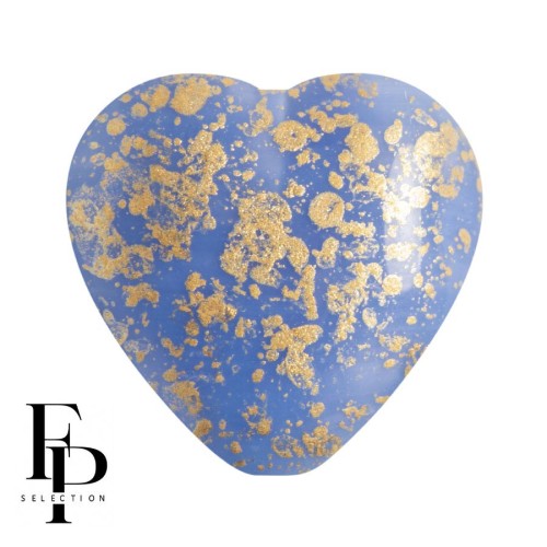 Perla di vetro a cuore 16x15 mm - Sky Blue opaco Gold Splash x1