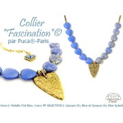 Perla di vetro a cuore 16x15 mm - Sky Blue opaco Gold Splash x1