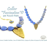 Perla di vetro a cuore 16x15 mm - Opaca Sky Blue Gold Splash Mat x1