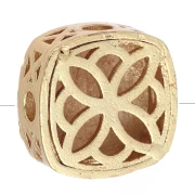 Perla quadrata da 10 mm con cabochon di madreperla e ossido di zirconio - Dorata in oro fino x1