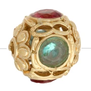 Perlina rotonda da 10 mm con ossidi di zirconio - Placcata oro - Blu - Rosa x1