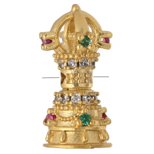 Perlina etnica 15x7 mm con ossidi di zirconio - Dorata con oro fino - Multicolore