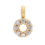 Ciondolo mini rotondo con ossido di zirconio da 4 mm - Dorato - Cristallo x1|raw }}