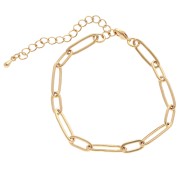 Bracciale a maglie rettangolari alternate a maglie ovali (1x1) - Dorato con oro fino x16,5 cm|raw }}