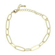 Bracciale a maglie rettangolari alternate a maglie ovali (1x1) - Dorato con oro fino x16,5 cm