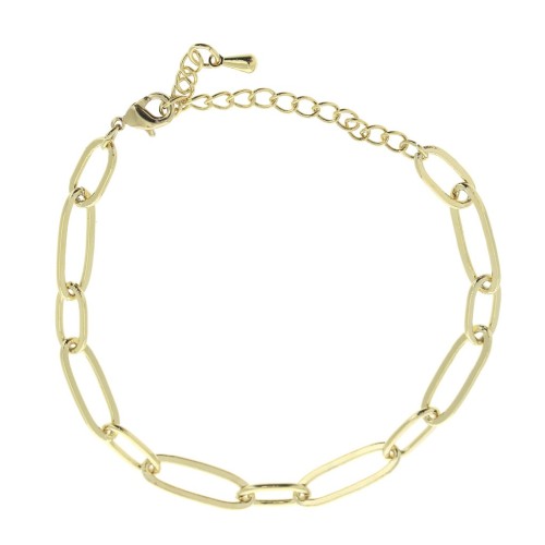 Bracciale a maglie rettangolari alternate a maglie ovali (1x1) - Dorato con oro fino x16,5 cm