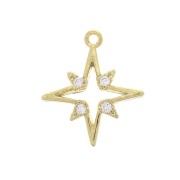 Ciondolo Stella Polare con ossidi di zirconio - 16x14 mm - Dorato con oro fino x1|raw }}