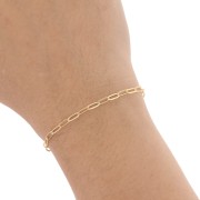 Catena rettangolare Striato 2,5 mm - Dorato con oro fino x50 cm