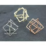 Separatore 3D quandrati intrecciati 24 mm rodiato x1