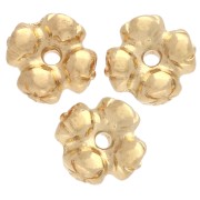 Perle rondelle fiore 6 mm - Dorato con oro fino x5