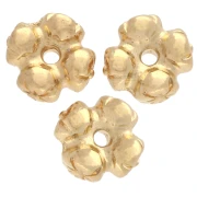 Perle rondelle fiore 6 mm - Dorato con oro fino x5