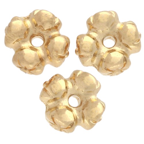 Perle rondelle fiore 6 mm - Dorato con oro fino x5