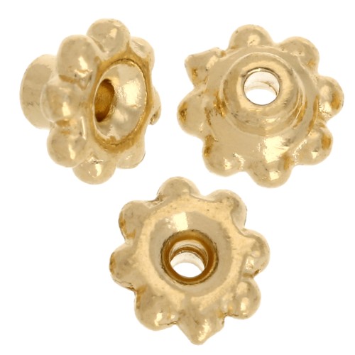 Perle rondelle a fiore 5 mm - Perle di allineamento - Dorato con oro fino x5
