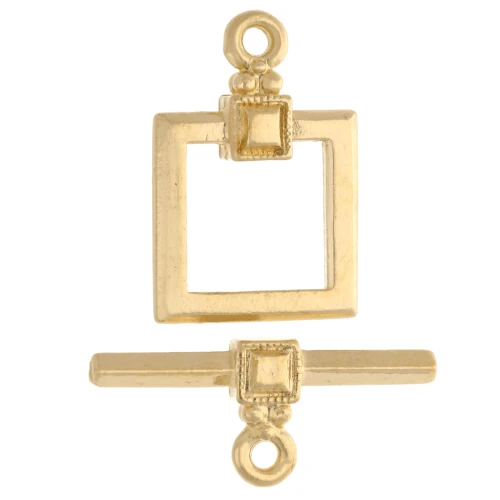 Chiusura a T quadrata 18,5x12,5 mm - Dorato con oro fino x1