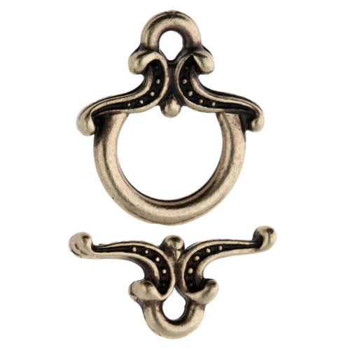 Chiusura a T arabescata lavorata 13x12 mm - Bronzo x1