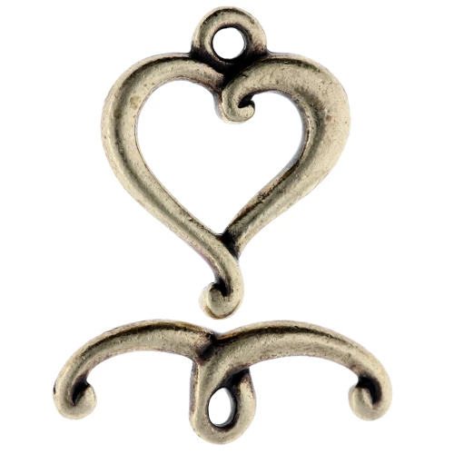 Chiusura a cuore 17x14 mm - Bronzo x1