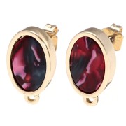 Orecchini ovali 16x10 mm con resina epossidica - Oro - Rosso marmorizzato - Blu x2|raw }}