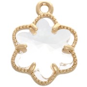 Ciondolo fiore in vetro 16x13 mm - Oro - Cristallo x1|raw }}