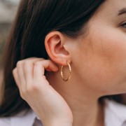 Cerchi rotondi martellati 30 mm - filo da 2,5 mm - acciaio inossidabile 316L e placcato oro 201 x2