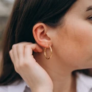 Cerchi rotondi martellati 30 mm - filo da 2,5 mm - acciaio inossidabile 316L e placcato oro 201 x2